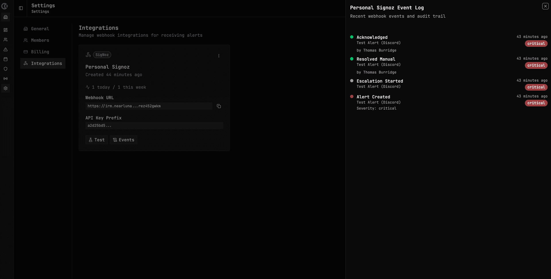 Incident timeline view