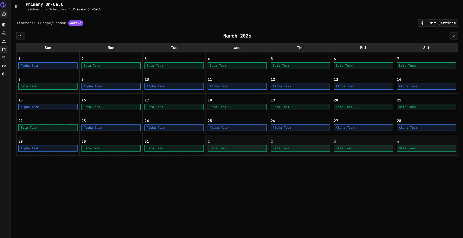 Schedule management interface